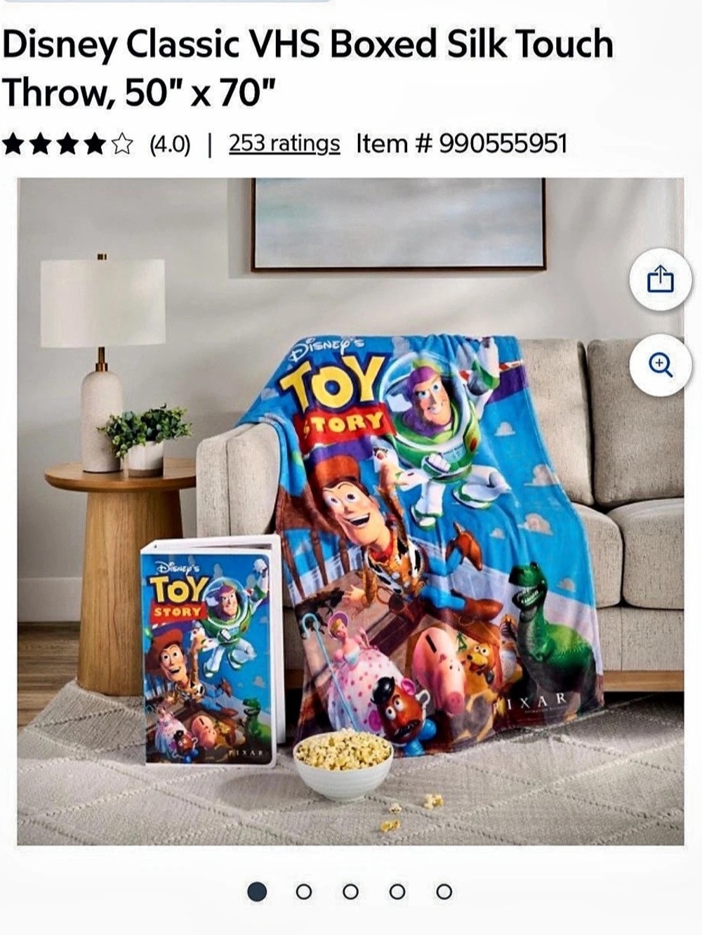 Disney Classic VHS Boxed Silk Touch Throw Blanket Toy Story